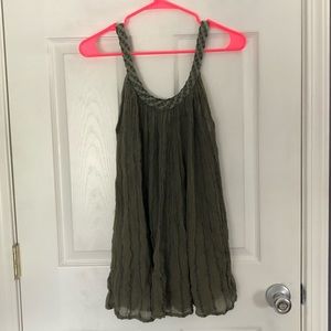 Braided women’s olive tank top, OS